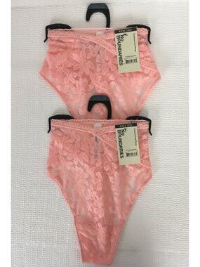 No Boundaries 2 Pair Crossover Lace Thong Size XXXL 22 Coral Sheer New w Tags
